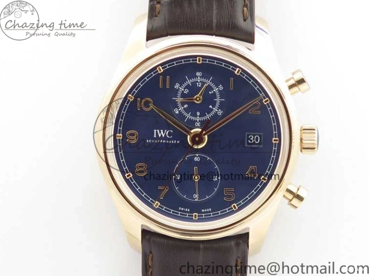 MIROTIME 0417 Portugieser Chrono  42 IW390406 RG ZF 1:1 Best Edition Blue Dial on Brown Leather Strap A Durable 7129